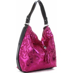 Shopper bag Velina Fabbiano duża na ramię z frędzlami ze skóry  - zdjęcie produktu