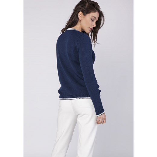 Stała usługa Sweter damski granatowy Mkm Knitwear Design Stała usługa Sweter damski granatowy Mkm Knitwear Design