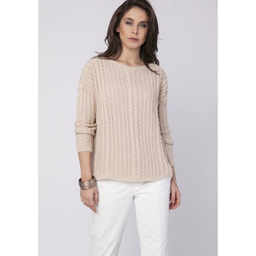 85% ZNIŻKI Sweter damski Mkm Knitwear Design z okrągłym 85% ZNIŻKI Sweter damski Mkm Knitwear Design z okrągłym