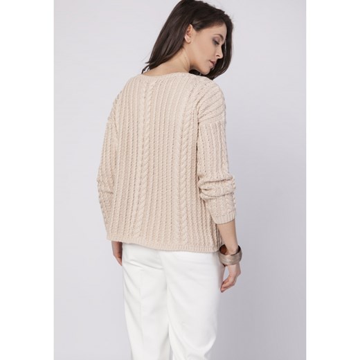 85% ZNIŻKI Sweter damski Mkm Knitwear Design z okrągłym 85% ZNIŻKI Sweter damski Mkm Knitwear Design z okrągłym