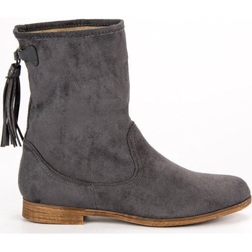 Botki Weide boho bez zapięcia na zimę Buty Damskie NT Botki Tchibo czarne na obcasie jesienne casualowe ze skóry w