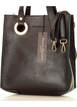 MARCO MAZZINI Designerska torebka skórzana shopper bag czarna Mazzini merg.pl - kod rabatowy