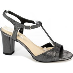 Sandały damskie czarne Lucyna eleganckie na obcasie na średnim z klamrą  - zdjęcie produktu