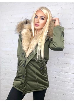 Kurtka parka z doszyciem ze sztucznego futra khaki Maya Vimodo.pl - kod rabatowy
