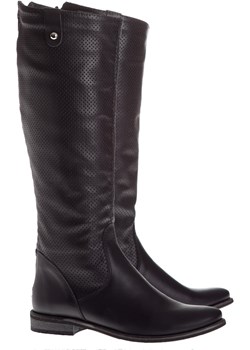 PIĘKNE KOZAKI SKÓRZANE W CZERNI 1234C lafemmeshoes-pl bialy abstrakcyjne wzory - kod rabatowy