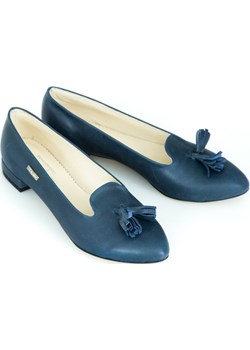 baleriny z ostrym noskiem - skóra naturalna - model 045 - kolor granatowy Zapato zapato.com.pl - kod rabatowy