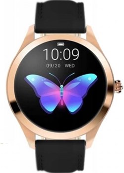 Różowozłoty smartwatch damski Rubicon z czarnym paskiem RNAE36RIBX05AX Rubicon okazja otozegarki - kod rabatowy