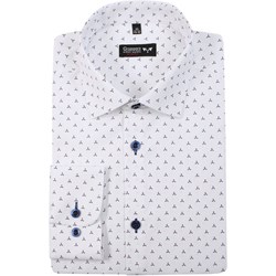 Koszula męska biała Grzegorz Moda w abstrakcyjnym wzorze  - zdjęcie produktu