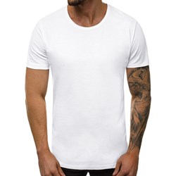 T-shirt męski Ozonee biały bez wzorów z krótkim rękawem bawełniany  - zdjęcie produktu