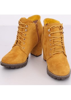 Botki na obcasie miodowe 995-30 YELLOW omnido.pl - kod rabatowy