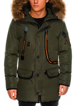 KURTKA MĘSKA ZIMOWA PARKA C369 - KHAKI Ombre Clothing ombre - kod rabatowy