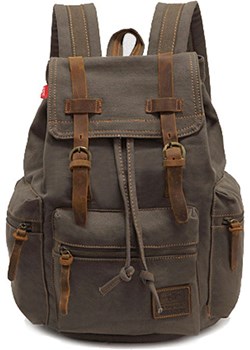 Plecak Augur na laptopa 14,1" skórzane paski Kolor: khaki inBag - kod rabatowy