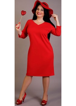Sukienka gładka CARMEN z rękawkiem 3/4 czerwona okazja Oscar Fashion - kod rabatowy