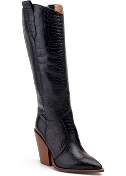 Czarne kozaki damskie Marco 1373K kowbojki ze skórą gadzią Marco Shoes Milandi - kod rabatowy