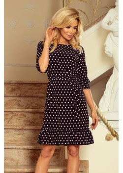 193-1 MAYA Sukienka z falbankami i paskiem - CZARNY + BIAŁE GROSZKI Numoco promocja PATINA Fashion Boutique - kod rabatowy