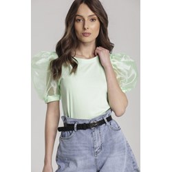 Bluzka damska zielona Renee z krótkim rękawem z okrągłym dekoltem  - zdjęcie produktu