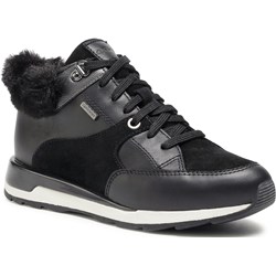 Buty sportowe damskie czarne Geox sneakersy młodzieżowe sznurowane płaskie na jesień  - zdjęcie produktu
