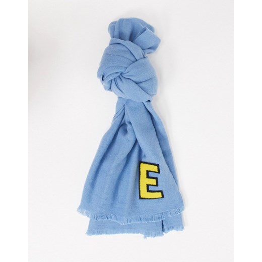 ASOS DESIGN – Supermiękki długi szalik z tkaniny w kolorze niebieskim z naszytą uniwersytecką literą E No Size Asos Poland