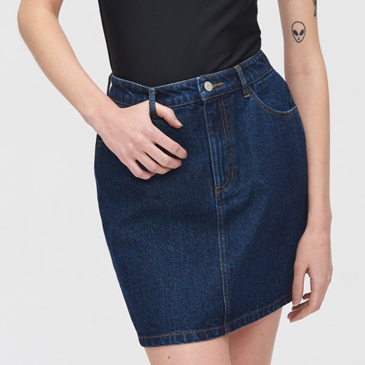 Cropp - Jeansowa mini spódnica - Granatowy Cropp XS okazyjna cena Cropp