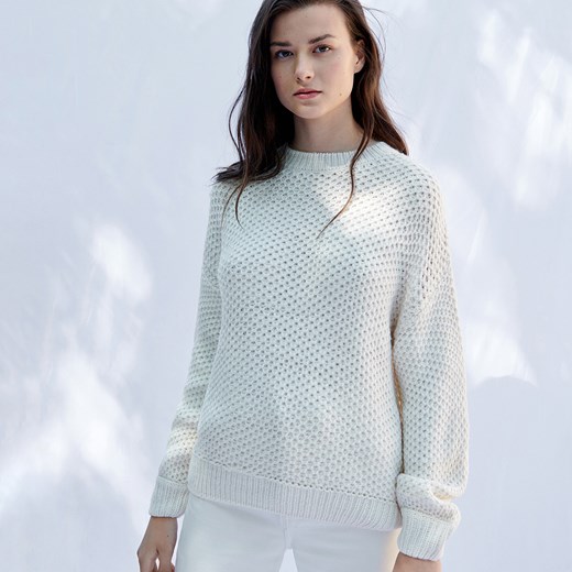 Sinsay - Sweter z zarysowanym splotem - Kremowy Sinsay XL okazja Sinsay