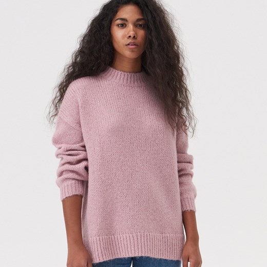 Sinsay - Dzianinowy sweter z ozdobnym splotem - Różowy Sinsay M wyprzedaż Sinsay