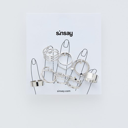 Sinsay - Zestaw pierścionków - Jasny szary Sinsay Jeden rozmiar Sinsay