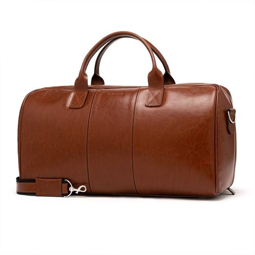 Podróżna torba ze skóry brodrene smooth leather r10 koniak Brødrene Brodrene