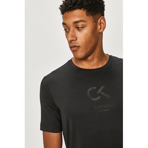 T-shirt męski czarny Calvin Klein z krótkimi rękawami gładki 