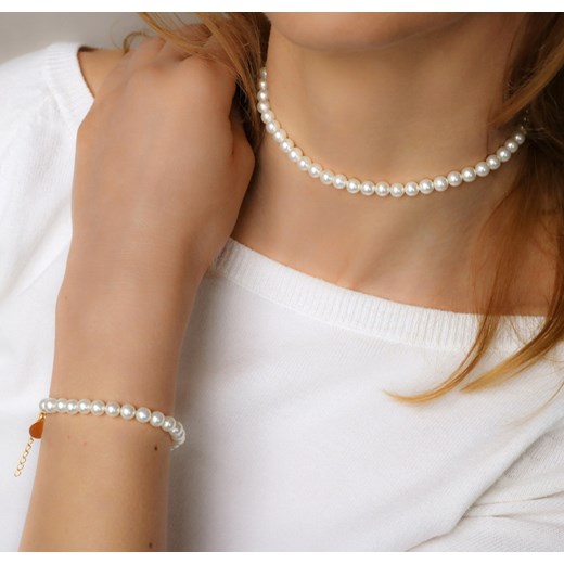 Komplet biżuterii z białych pereł Seashell oraz srebra 925 pozłacanego S Coccola S coccola.pl