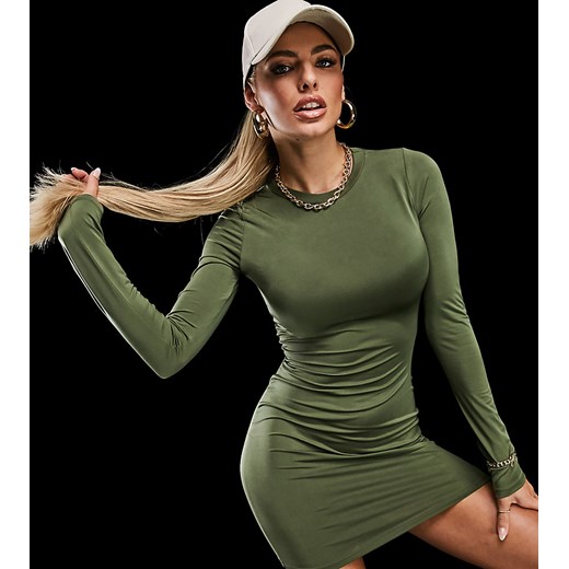 AsYou – Sukienka T-shirtowa w kolorze khaki z długim rękawem-Zielony Asyou 38 Asos Poland
