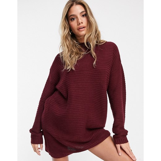 Sukienka fioletowa Missguided mini z długim rękawem luźna