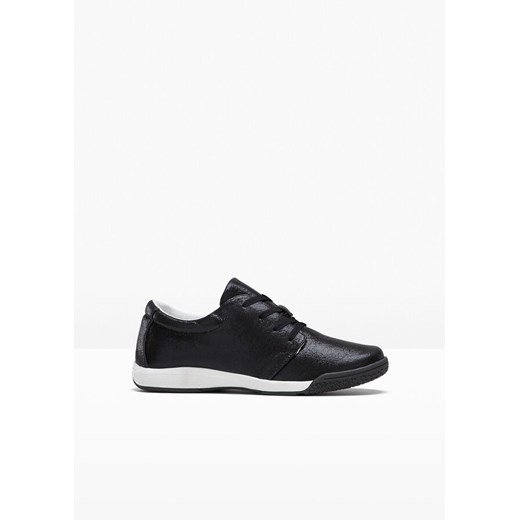 Buty sportowe damskie Bonprix sneakersy czarne sznurowane gładkie 