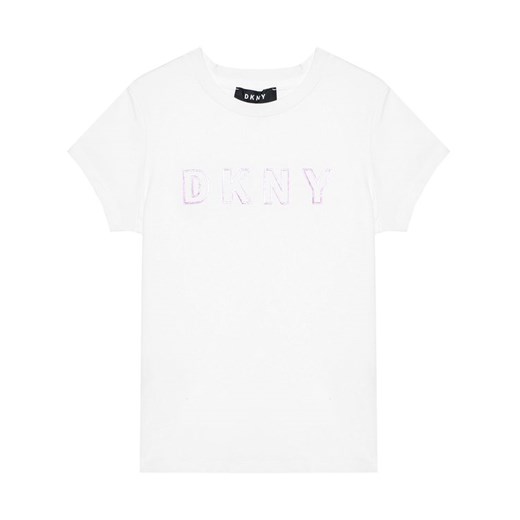 DKNY T-Shirt D35Q77 S Biały Regular Fit 10Y MODIVO