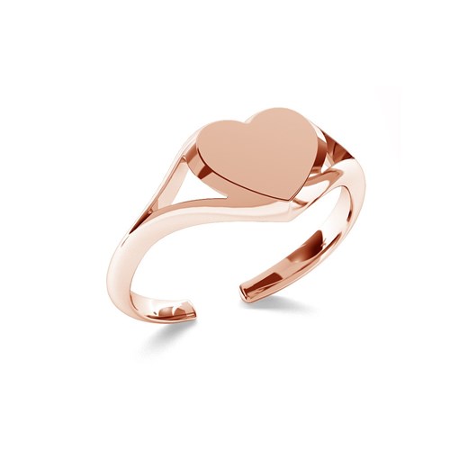 Srebrny pierścionek serce, dowolna litera 925 : Kolor pokrycia srebra - Pokrycie Różowym 18K Złotem , Litera - brak Giorre GIORRE