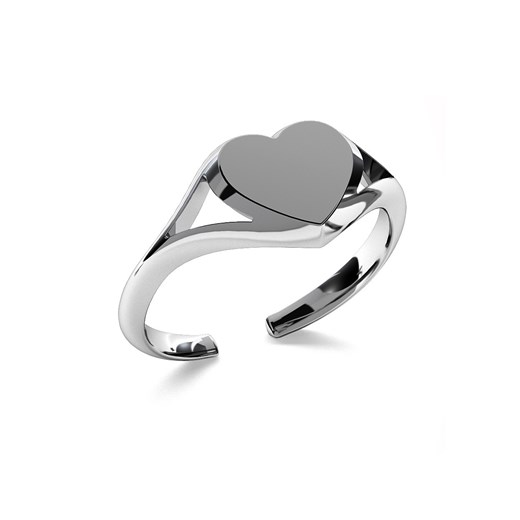 Srebrny pierścionek serce, dowolna litera 925 : Kolor pokrycia srebra - Pokrycie Czarnym Rodem, Litera - brak Giorre GIORRE