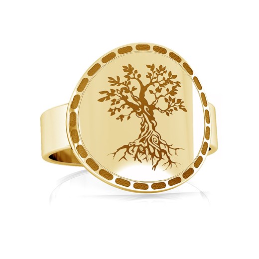 Srebrny pierścionek drzewo życia 925 : Kolor pokrycia srebra - Pokrycie Żółtym 18K Złotem, ROZMIAR PIERŚCIONKA - 13 |UK:N | EU:13,72 | Φ17,10 MM Giorre GIORRE