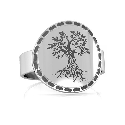Srebrny pierścionek drzewo życia 925 : Kolor pokrycia srebra - Pokrycie Jasnym Rodem, ROZMIAR PIERŚCIONKA - 13 |UK:N | EU:13,72 | Φ17,10 MM Giorre GIORRE