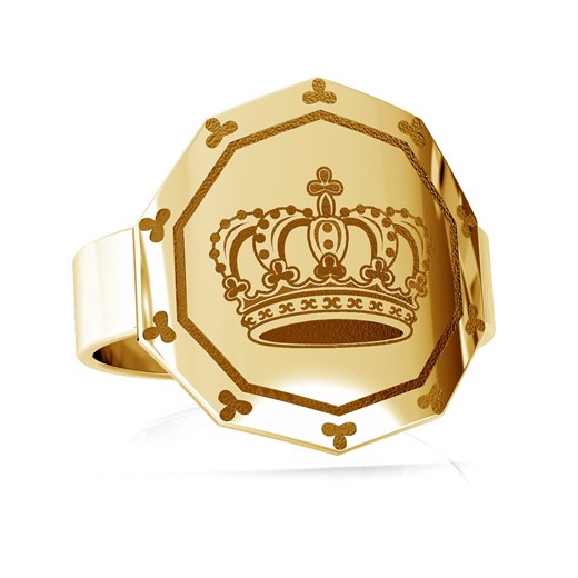 Srebrny pierścionek korona królewska 925 : Kolor pokrycia srebra - Pokrycie Żółtym 18K Złotem, ROZMIAR PIERŚCIONKA - 13 |UK:N | EU:13,72 | Φ17,10 MM Giorre GIORRE