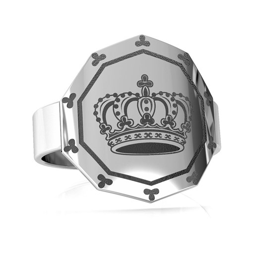 Srebrny pierścionek korona królewska 925 : Kolor pokrycia srebra - Pokrycie Jasnym Rodem, ROZMIAR PIERŚCIONKA - 13 |UK:N | EU:13,72 | Φ17,10 MM Giorre GIORRE