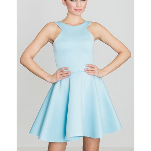 Niebieska sukienka Lenitif elegancka rozkloszowana 