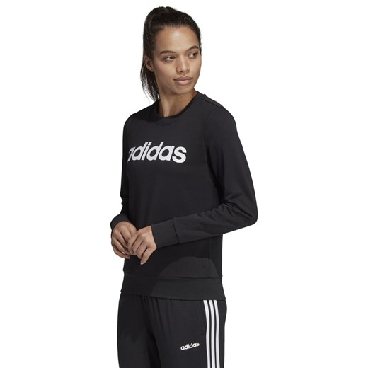 Bluza damska Adidas z napisem czarna krótka jesienna 