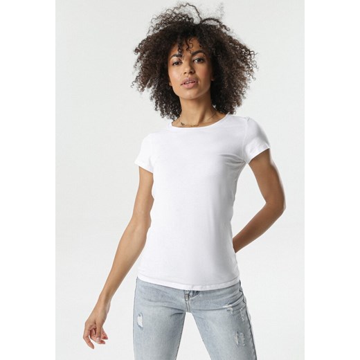 Biały T-shirt Gathanthei ze sklepu Born2be Odzież w kategorii Bluzki damskie - zdjęcie 100356597