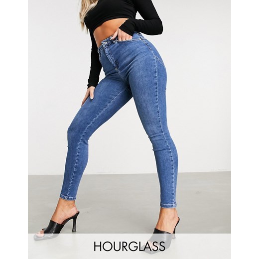 ASOS DESIGN Hourglass – Niebieskie obcisłe jeansy modelujące W26 L34 Asos Poland