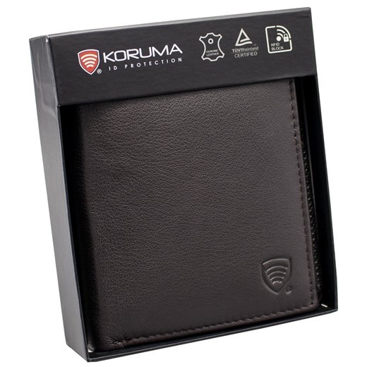 Mały portfel skórzany męski RFID BLOCK (brązowy) Koruma Koruma ID Protection