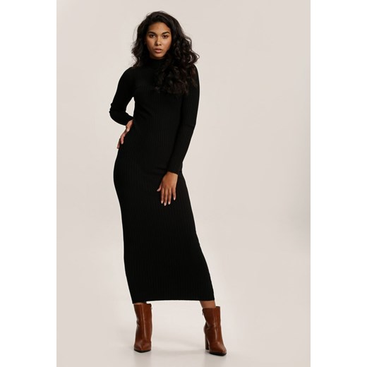 Czarna Sukienka Dzianinowa Wrinklewhistle Renee L/XL Renee odzież