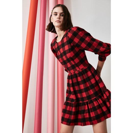 Trendyol Red Checkered Flywheel Dress Trendyol 38 Factcool