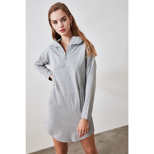 Trendyol Grey Zipper Detailed Knitted Dress Trendyol XS Factcool