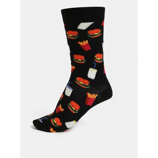 Black Patterned Unisex Socks Happy Socks Hamburger Happy Socks 41-46 Factcool