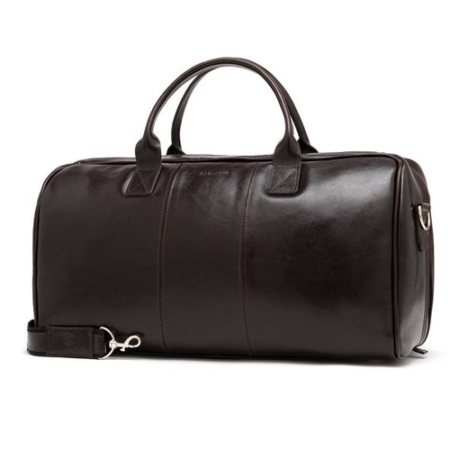 Podróżna torba ze skóry brodrene smooth leather r10 ciemny brąz Brødrene Brodrene