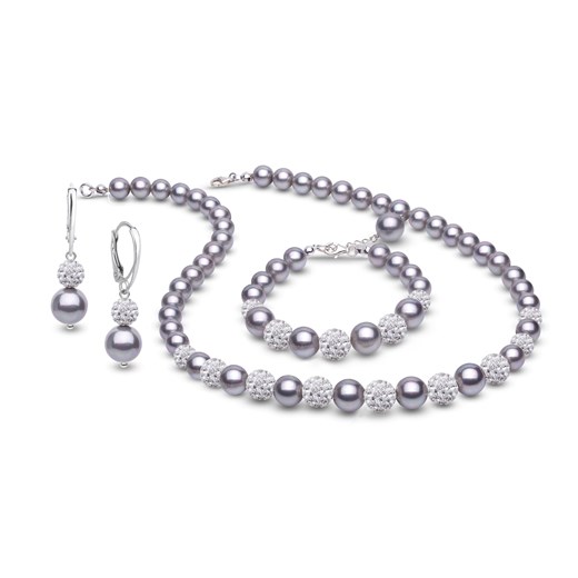 Komplet biżuterii perły platinum, kryształy oraz srebro 925 okazja coccola.pl